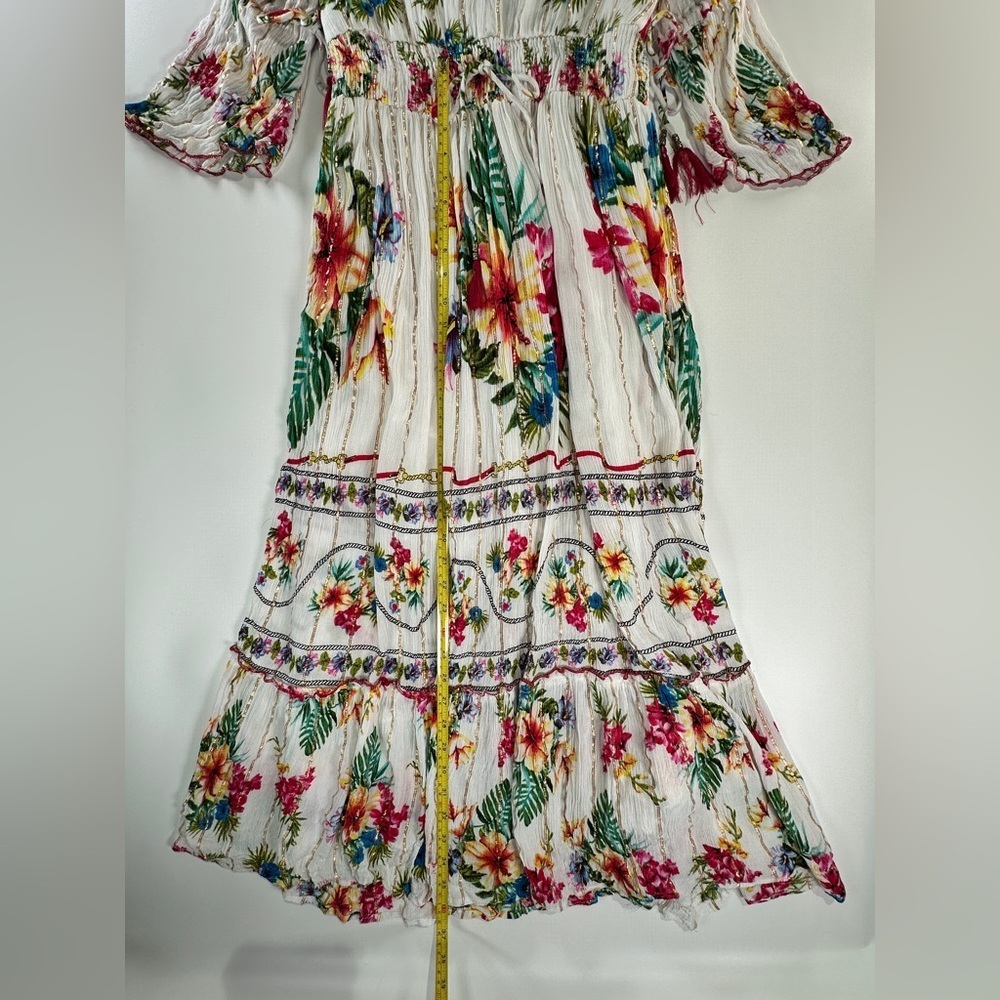 Me 2 Magic Boho Viscose Floral Smocked Waist Midi Dress Size L - Picture 16 of 16